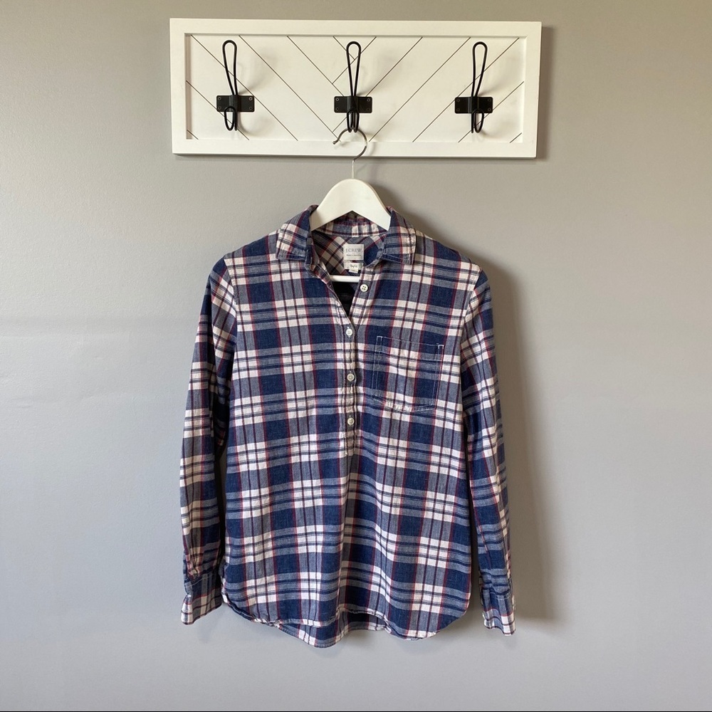 J. Crew Boy Fit Button Up Shirt Blue Sz XS